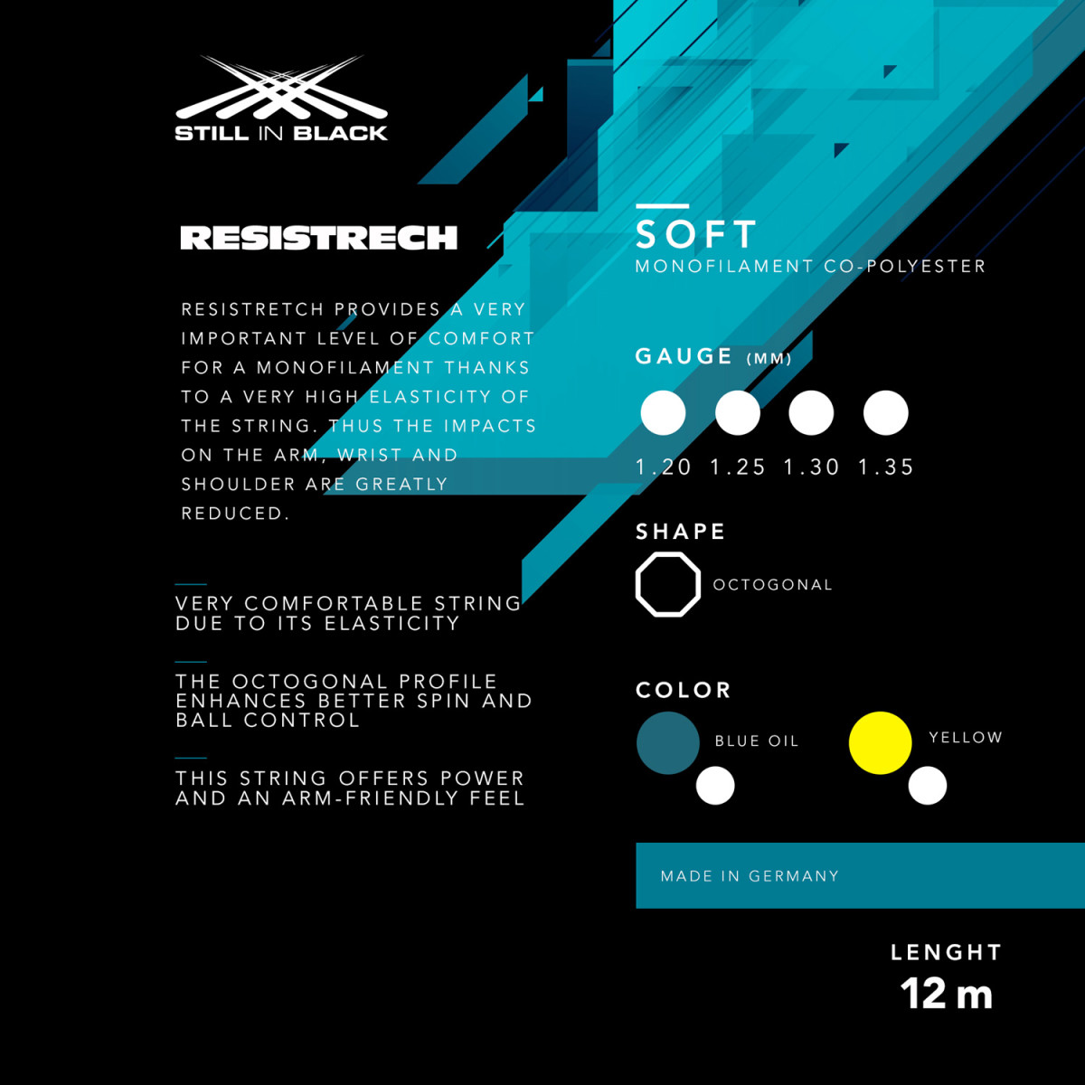Still In Black Resistretch Tennissaite 12 m