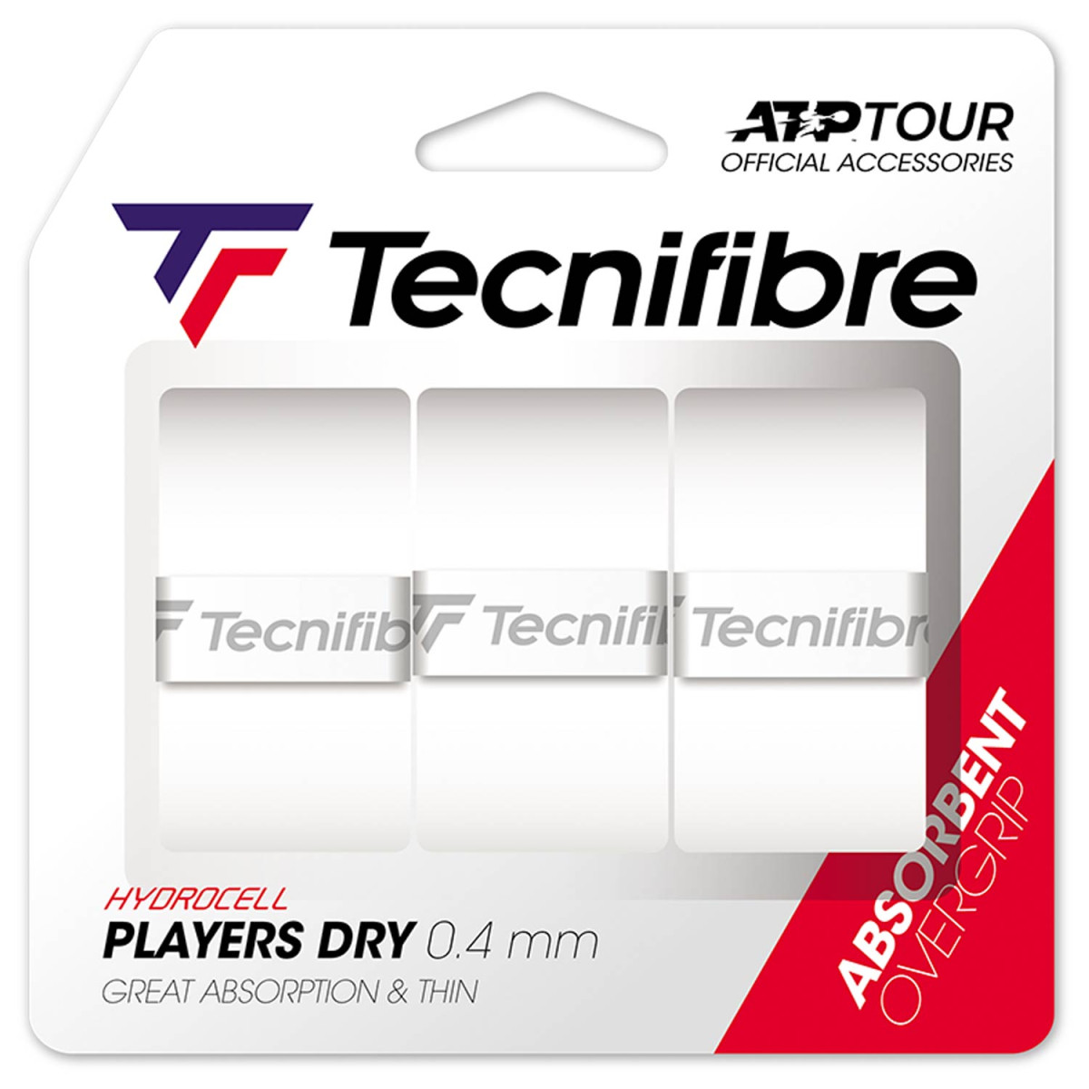 Tecnifibre Players Dry Overgrip Wei&szlig; 3er-Pack