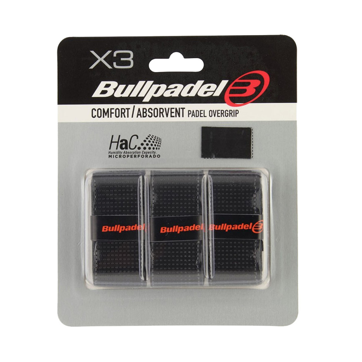 Bullpadel perforiert Overgrip Schwarz 3er-Pack