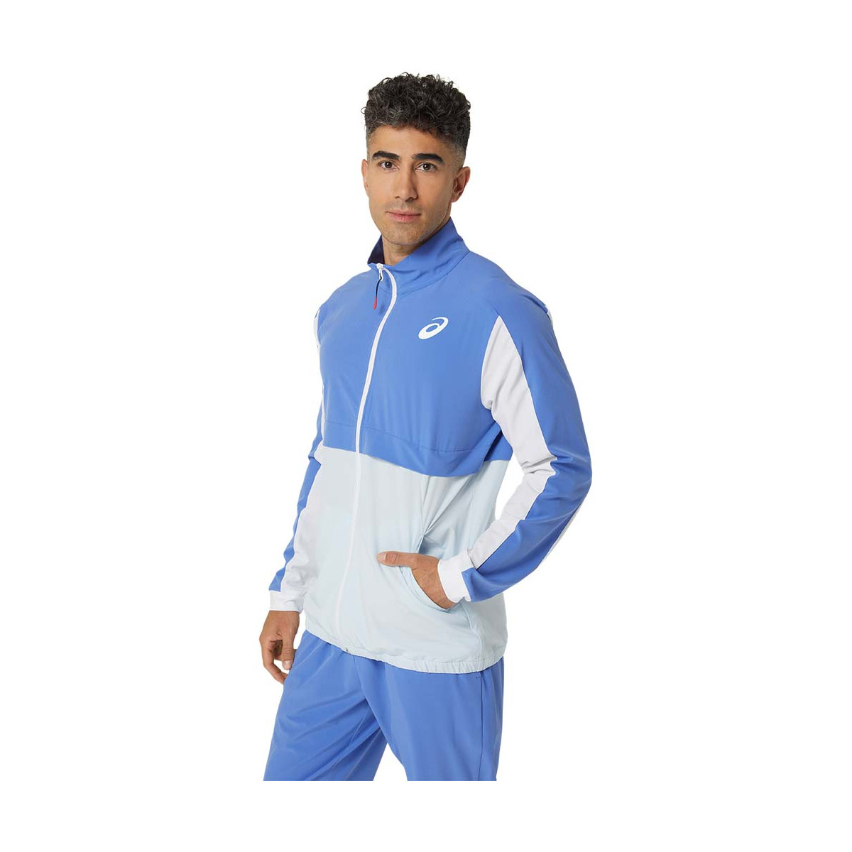 Asics Match Jacke Blau / Wei&szlig;