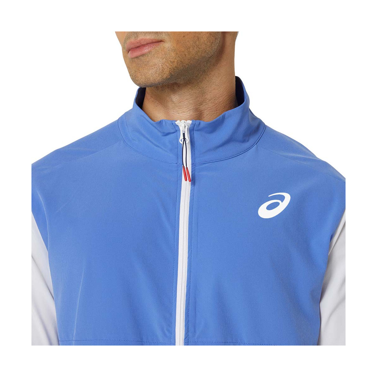 Asics Match Jacke Blau / Wei&szlig;