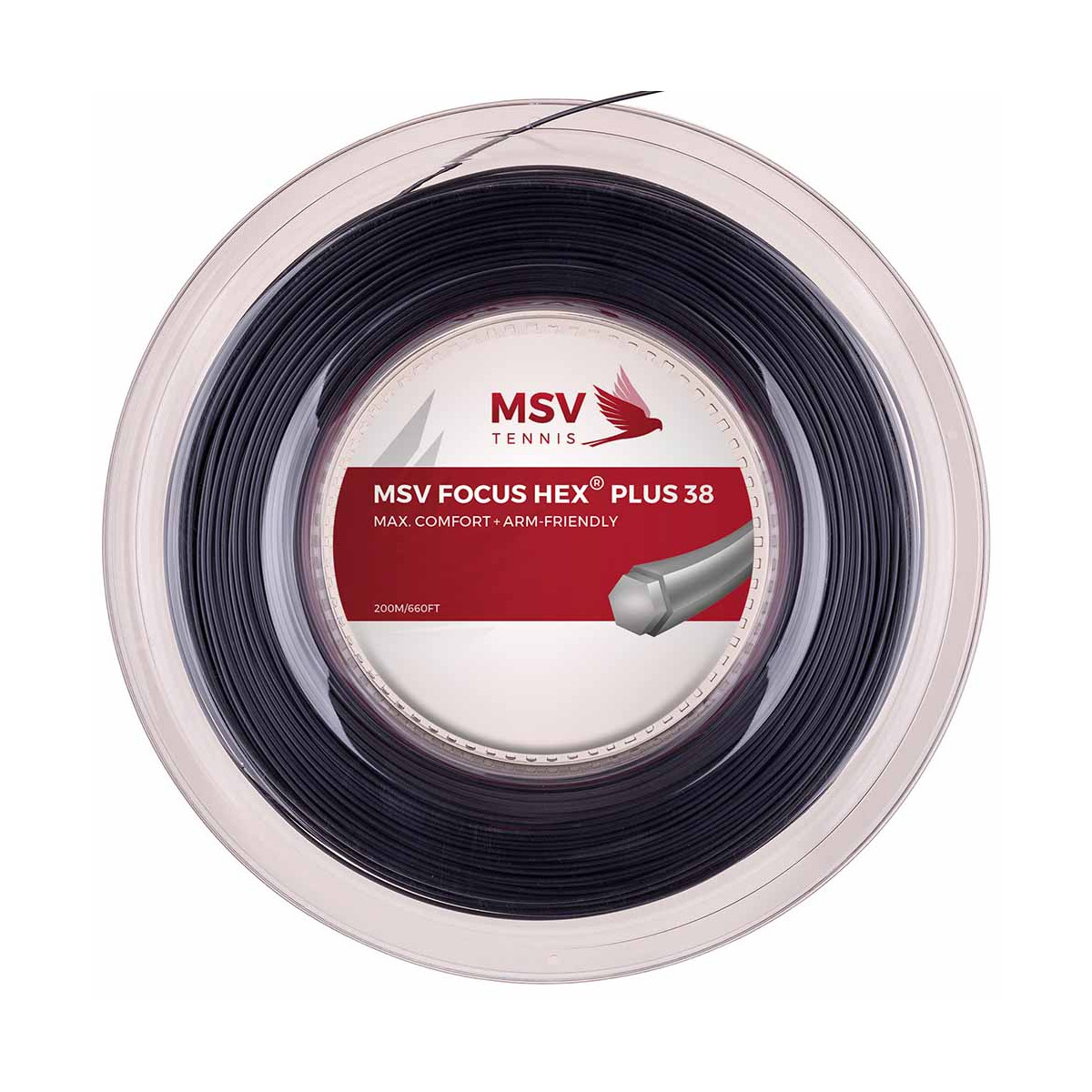 MSV Focus Hex Plus 38 Saitenrolle Schwarz 200 m