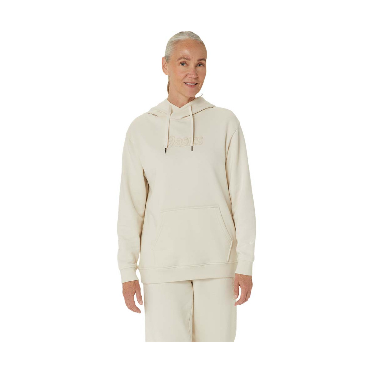 Asics Logo Kapuzenpullover Damen Cremewei&szlig;