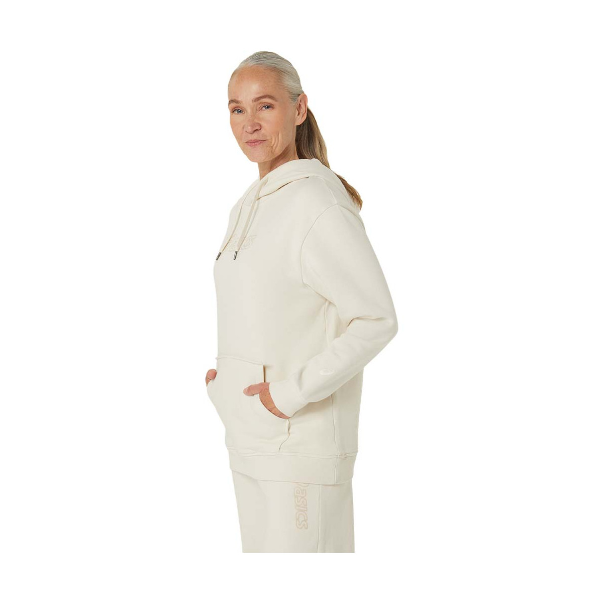 Asics Logo Kapuzenpullover Damen Cremewei&szlig;