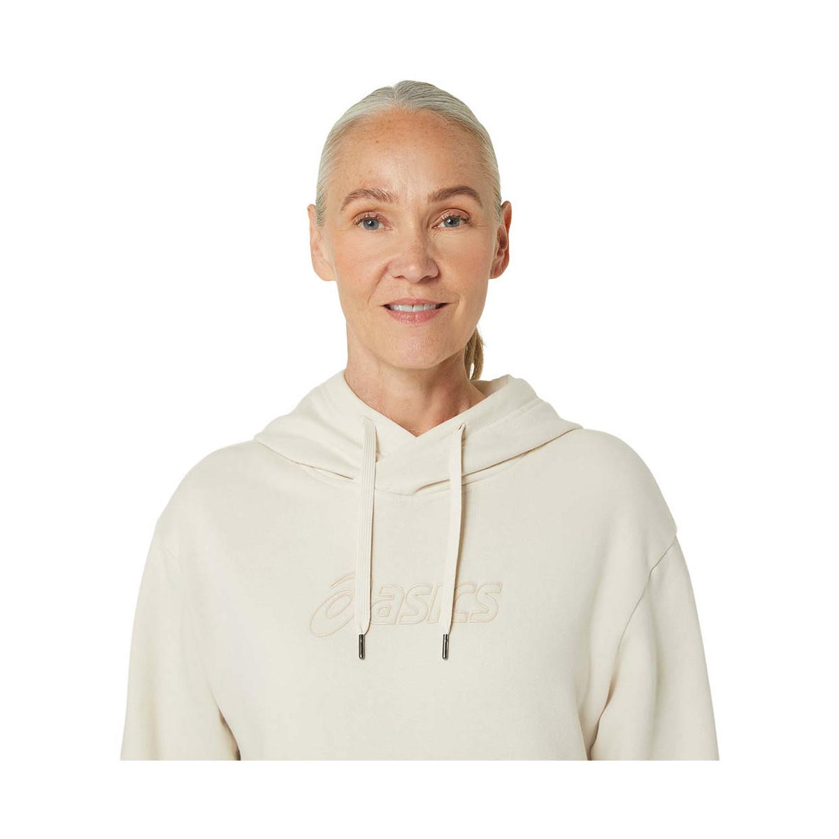 Asics Logo Kapuzenpullover Damen Cremewei&szlig;