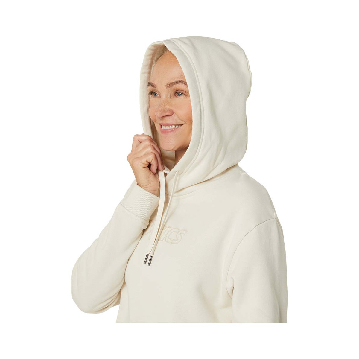 Asics Logo Kapuzenpullover Damen Cremewei&szlig;