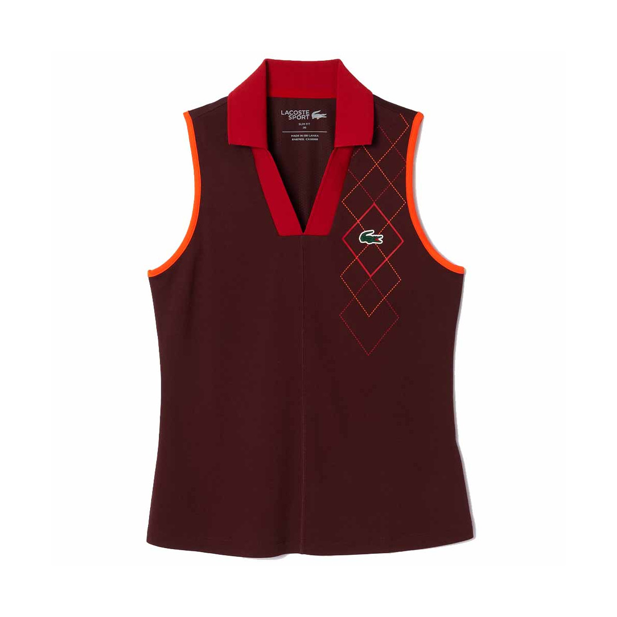 Lacoste Poloshirt &auml;rmellos Damen Bordeaux