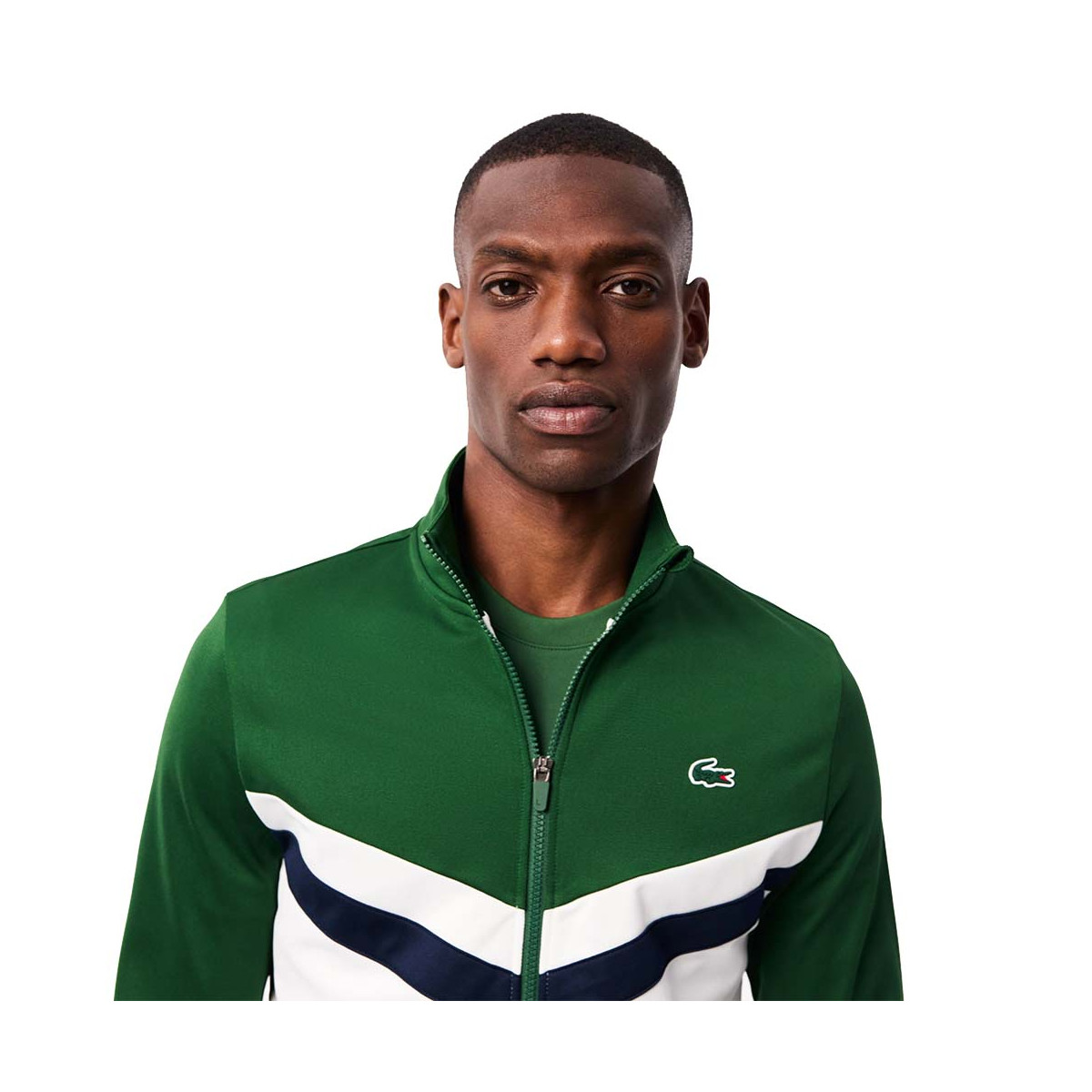 Lacoste Tennis Trainingsjacke Gr&uuml;n / Wei&szlig;