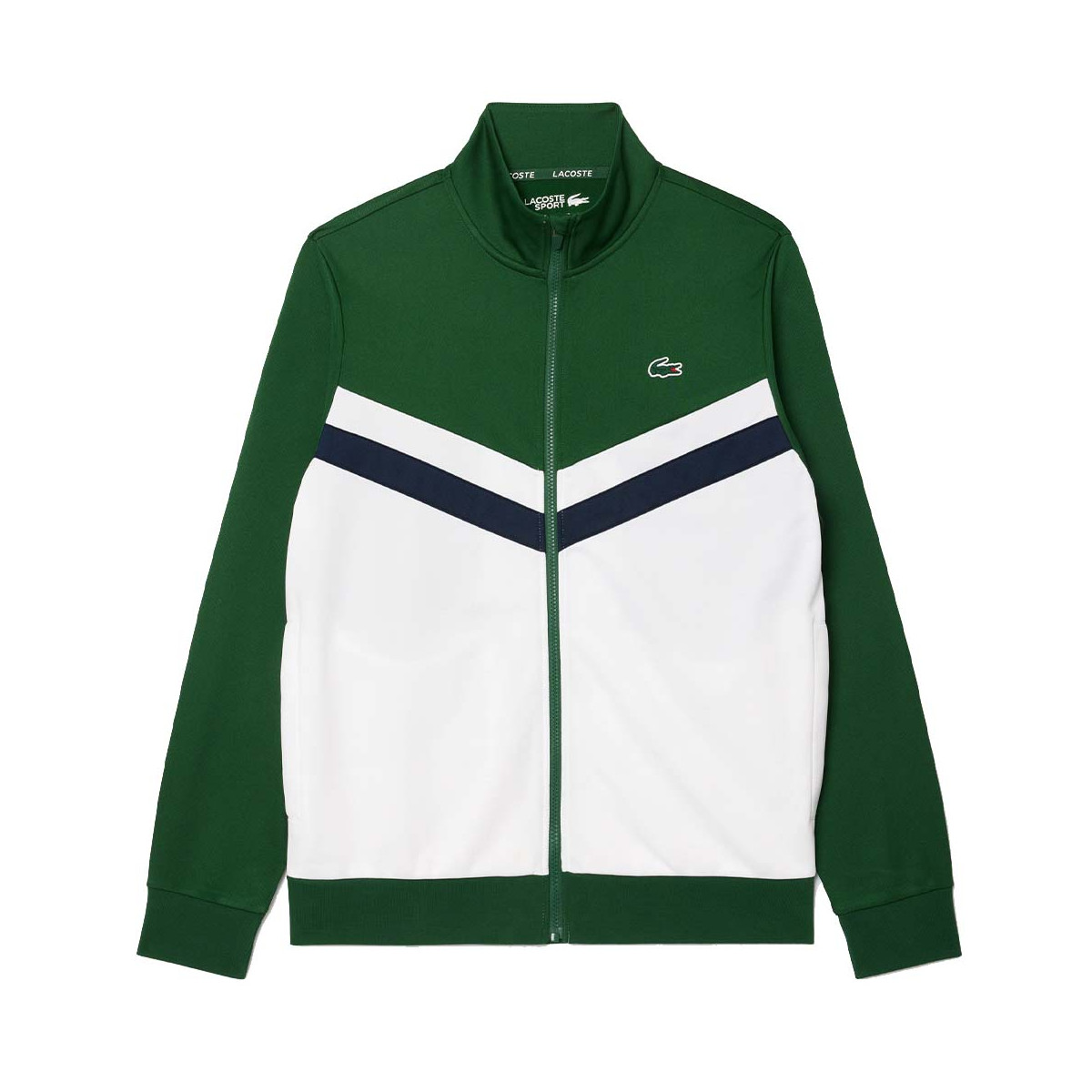 Lacoste Tennis Trainingsjacke Gr&uuml;n / Wei&szlig;