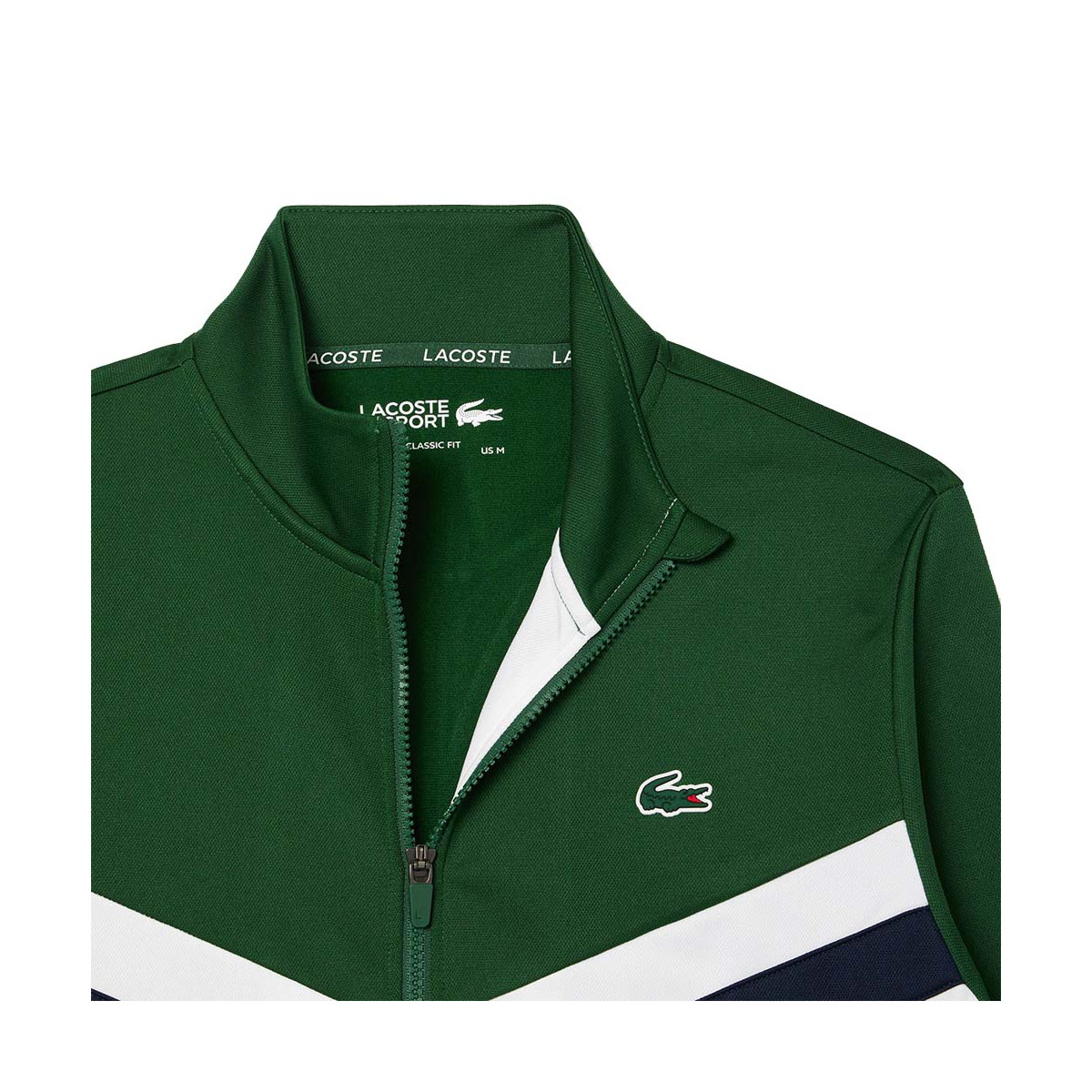 Lacoste Tennis Trainingsjacke Gr&uuml;n / Wei&szlig;