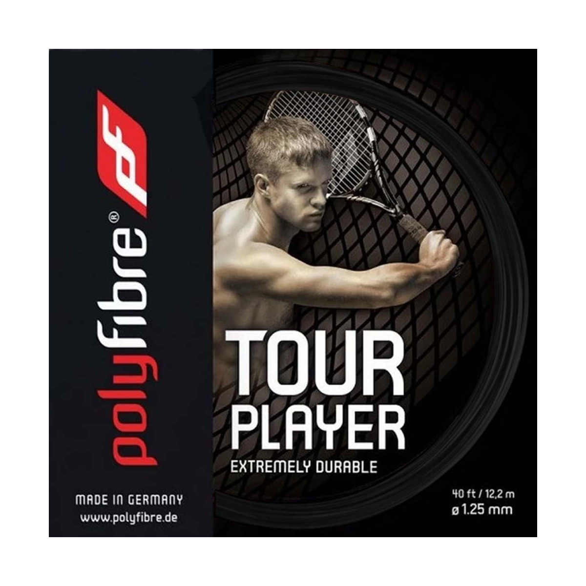 Polyfibre Tour Player Tennissaite Schwarz 12 m