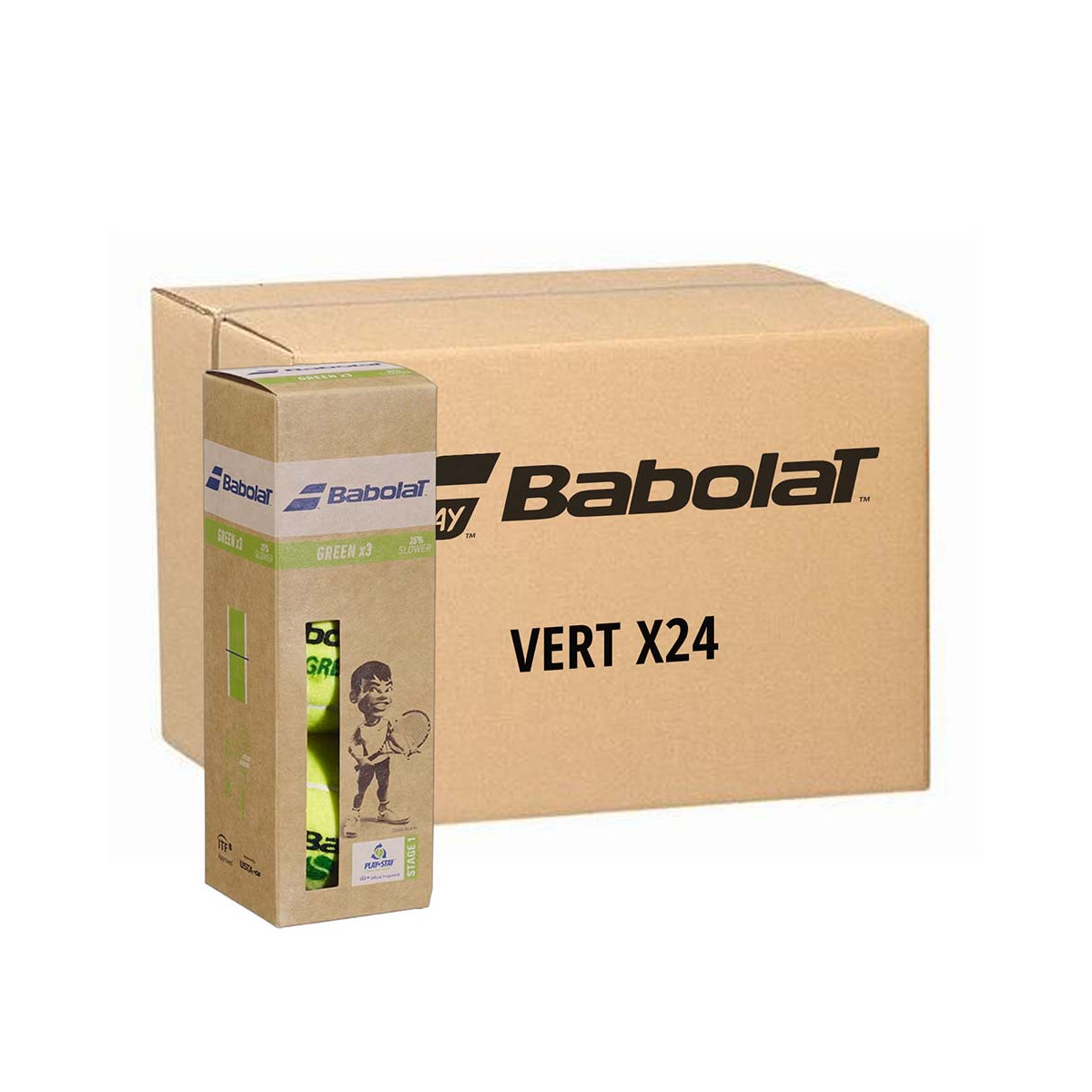 Babolat Green Tennisb&auml;lle Karton (24 Boxen &agrave; 3 B&auml;lle)