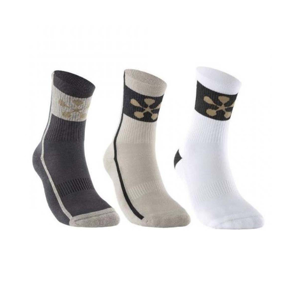 Bullpadel Premier Padel Socken Schwarz / Beige / Wei&szlig; 3er-Pack