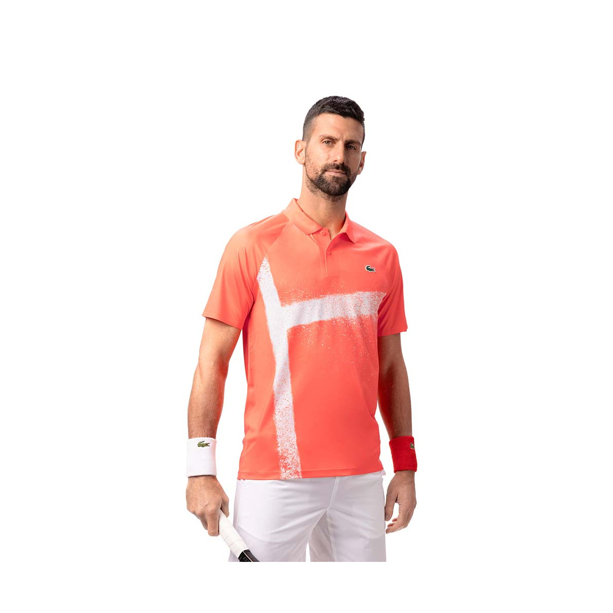 Lacoste Tennis Novak Djokovic Player Poloshirt Rot / Wei&szlig;