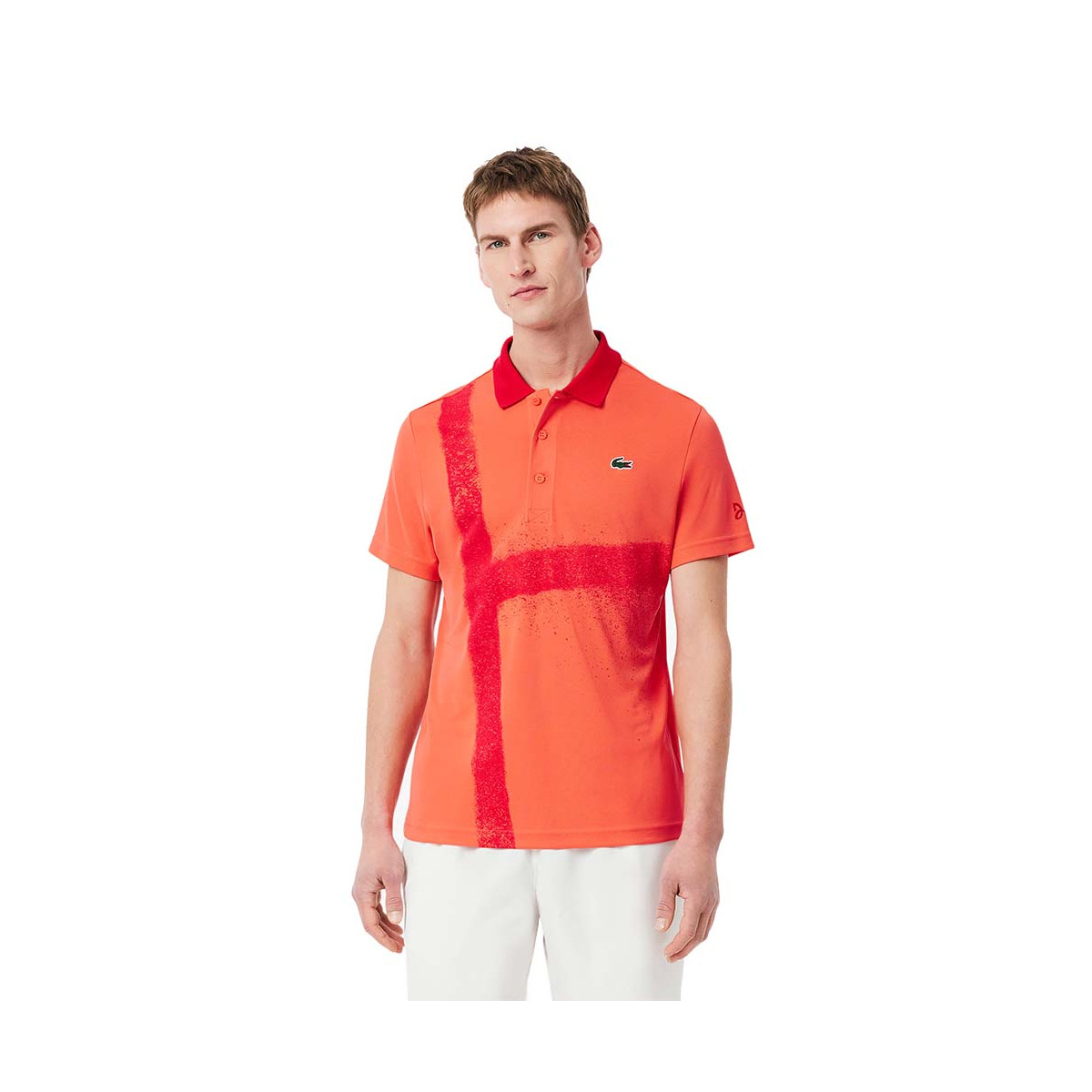 Lacoste Tennis Novak Djokovic Poloshirt Fan-Version Rot / Wei&szlig;