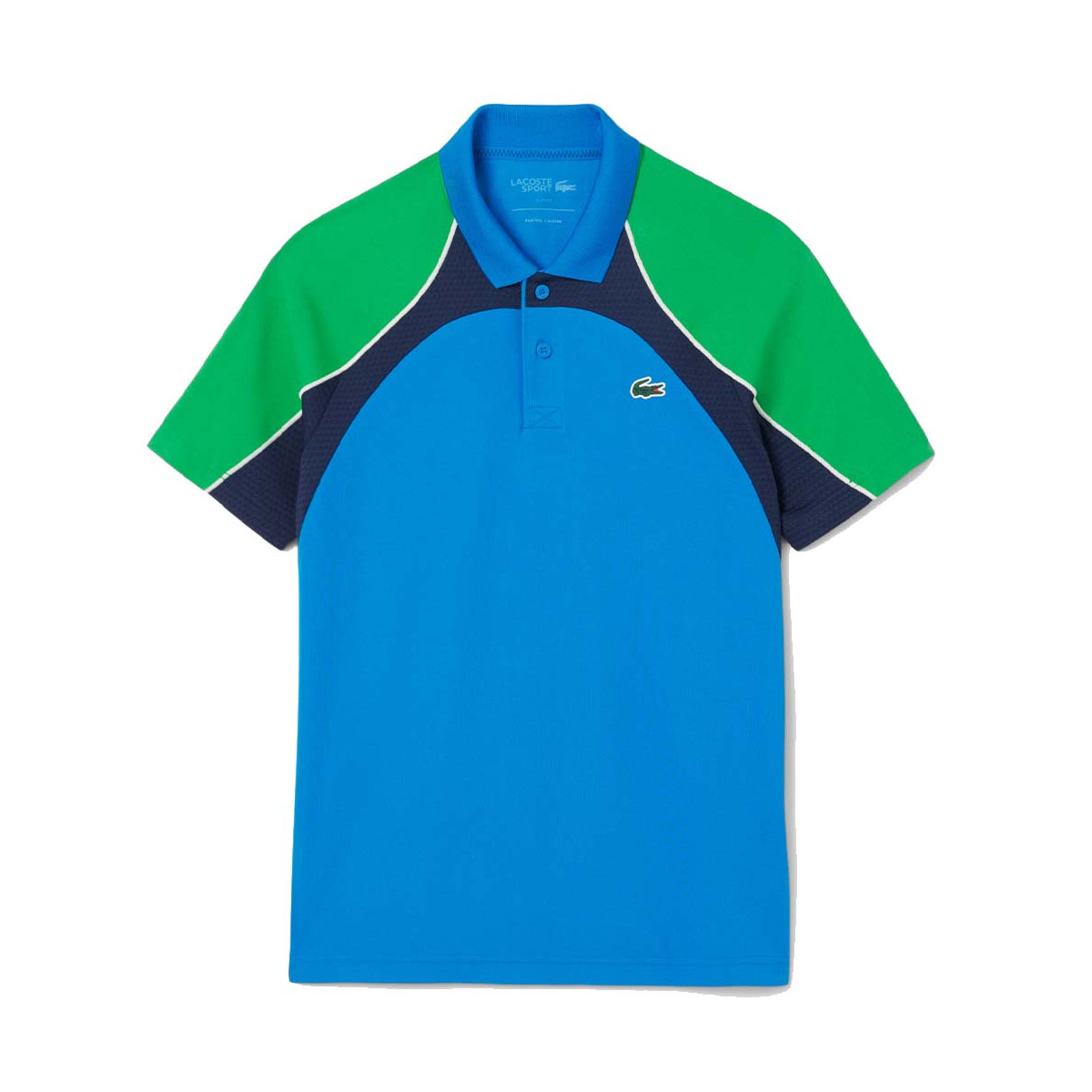 Lacoste Tennis Color-Block Ultra Dry Poloshirt Azurblau / Gr&uuml;n