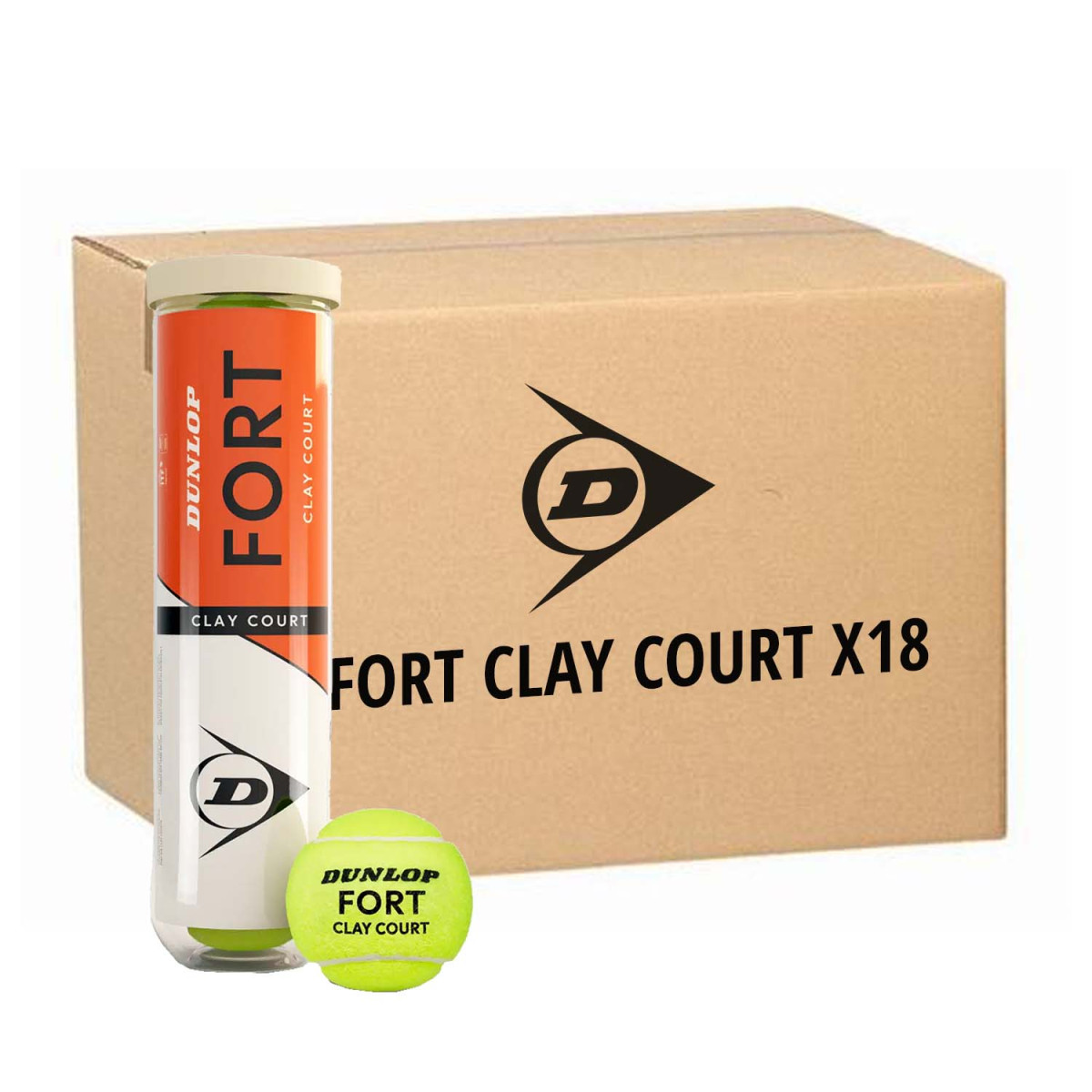 Dunlop Fort Clay Court Tennisb&auml;lle Karton (18 Dosen &agrave; 4 B&auml;lle)