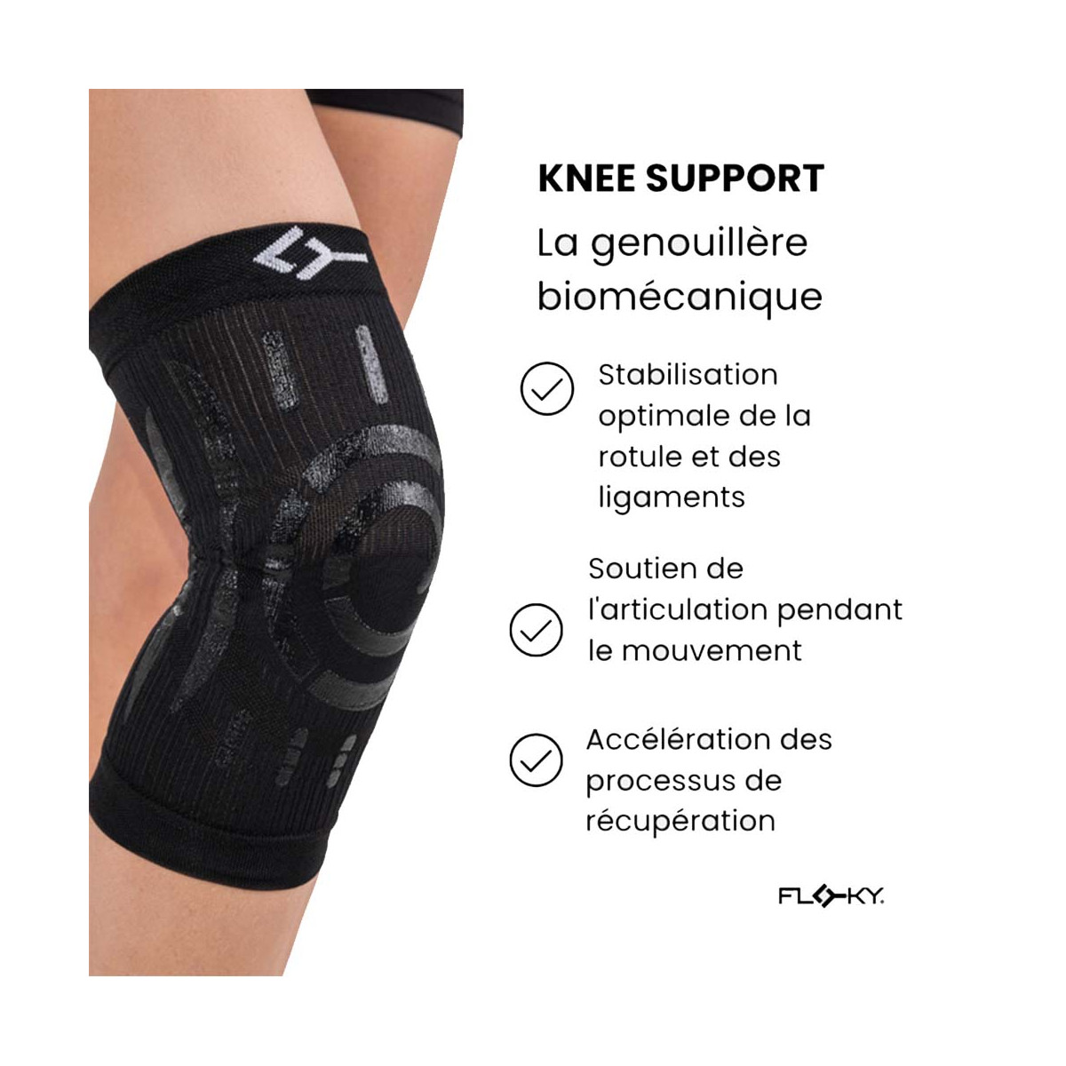 Floky Knee Support Kniebandage Rechts Schwarz