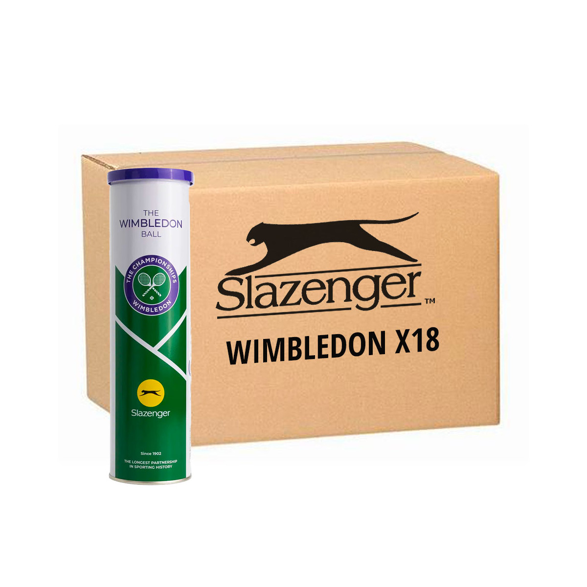 Slazenger Wimbledon Tennisb&auml;lle Karton (18 Dosen &agrave; 4 B&auml;lle)
