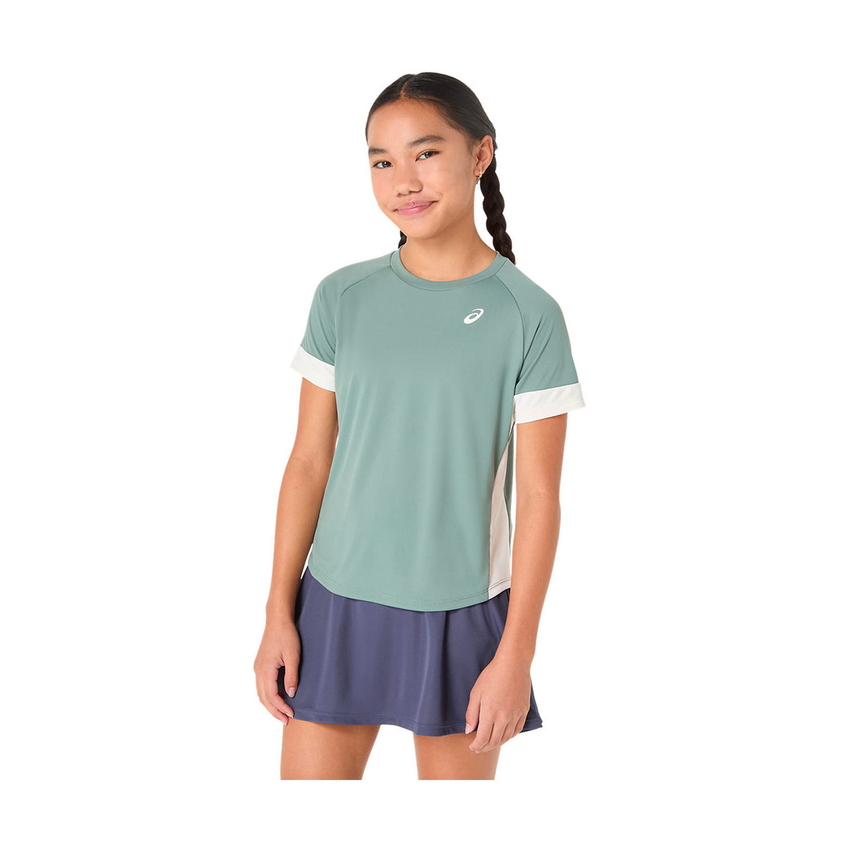 Asics T-Shirt M&auml;dchen Gr&uuml;n / Grau / Creme