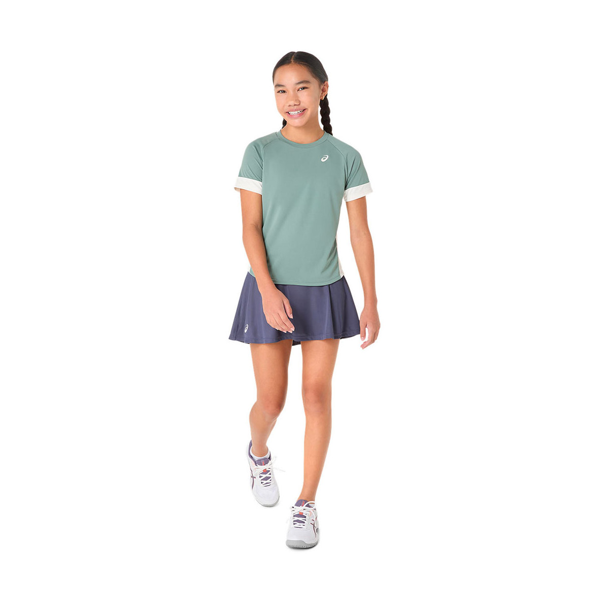 Asics T-Shirt M&auml;dchen Gr&uuml;n / Grau / Creme