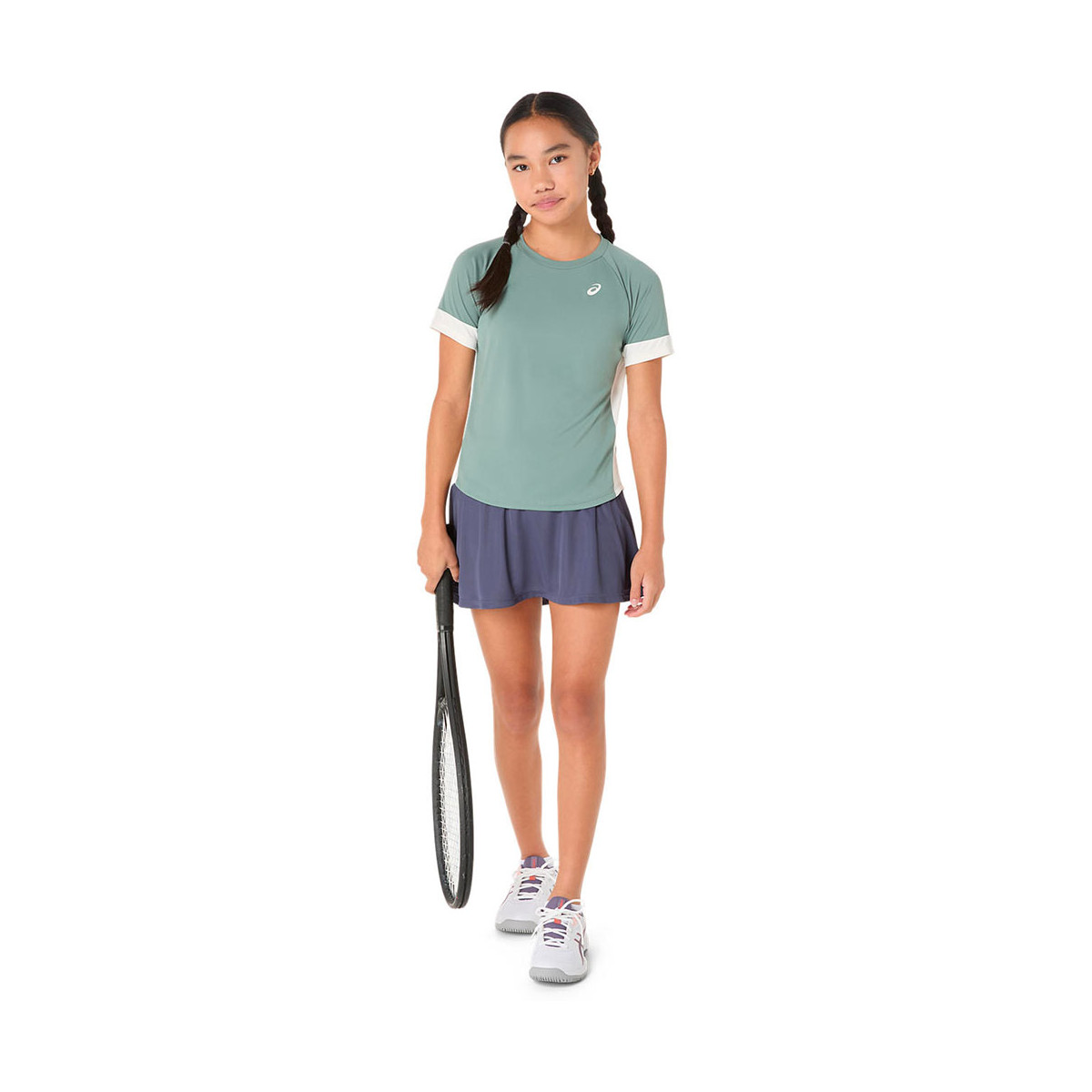 Asics T-Shirt M&auml;dchen Gr&uuml;n / Grau / Creme