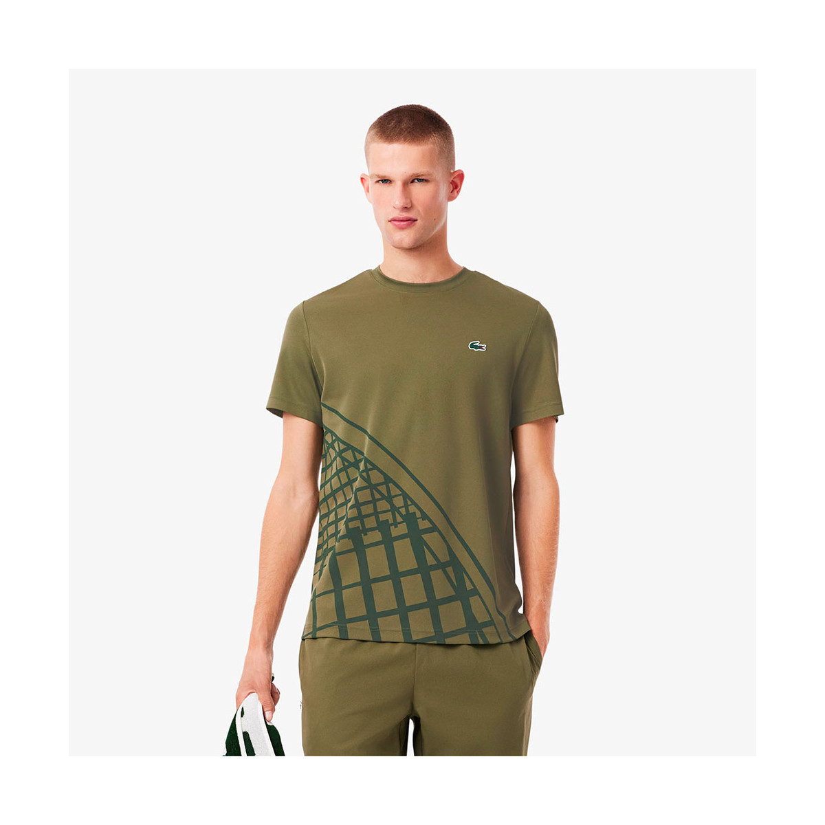 Lacoste Ultra Dry bedruckt T-Shirt Khaki