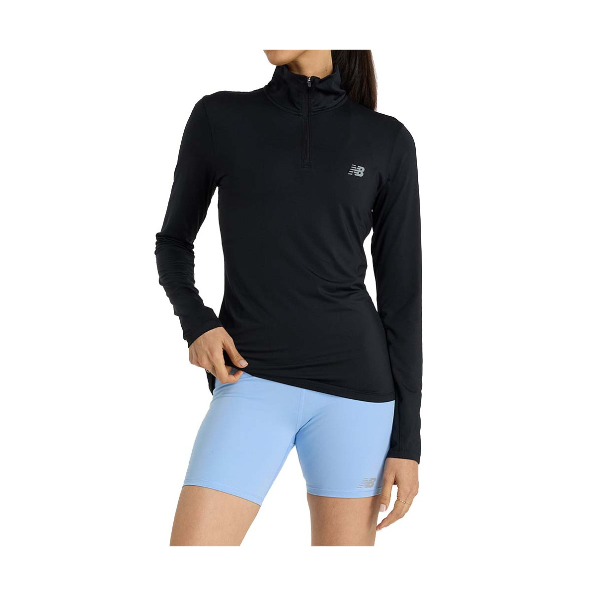 New Balance Quarter Zip Langarmshirt Damen Schwarz