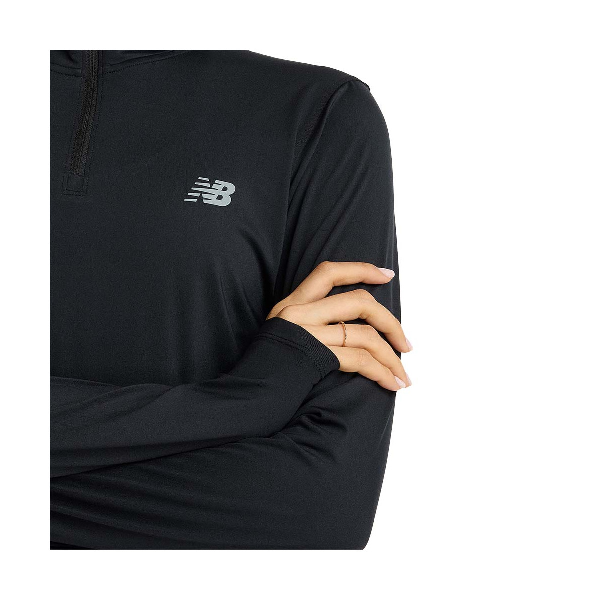 New Balance Quarter Zip Langarmshirt Damen Schwarz