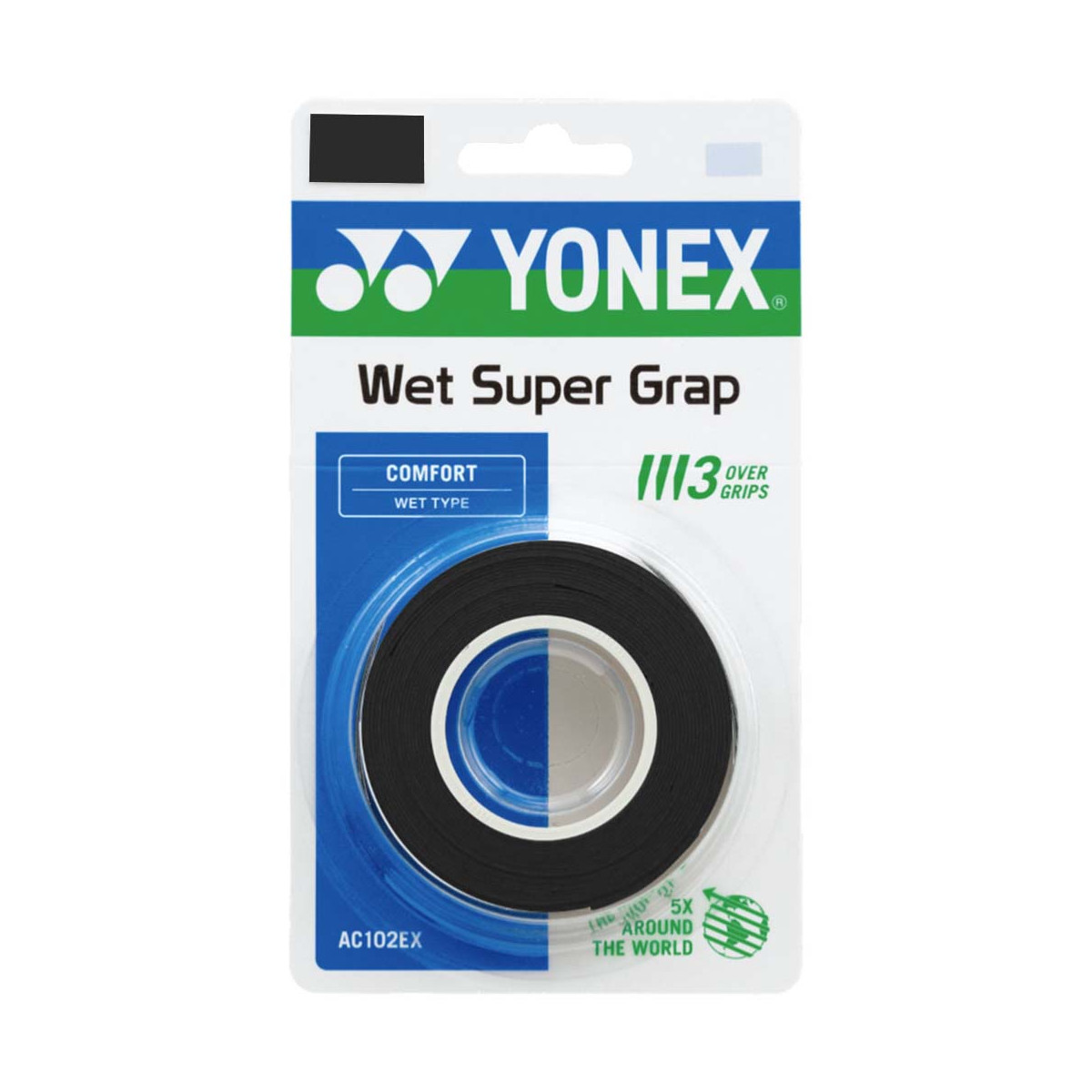 Yonex Wet Super Grap Overgrip Schwarz 3er-Pack