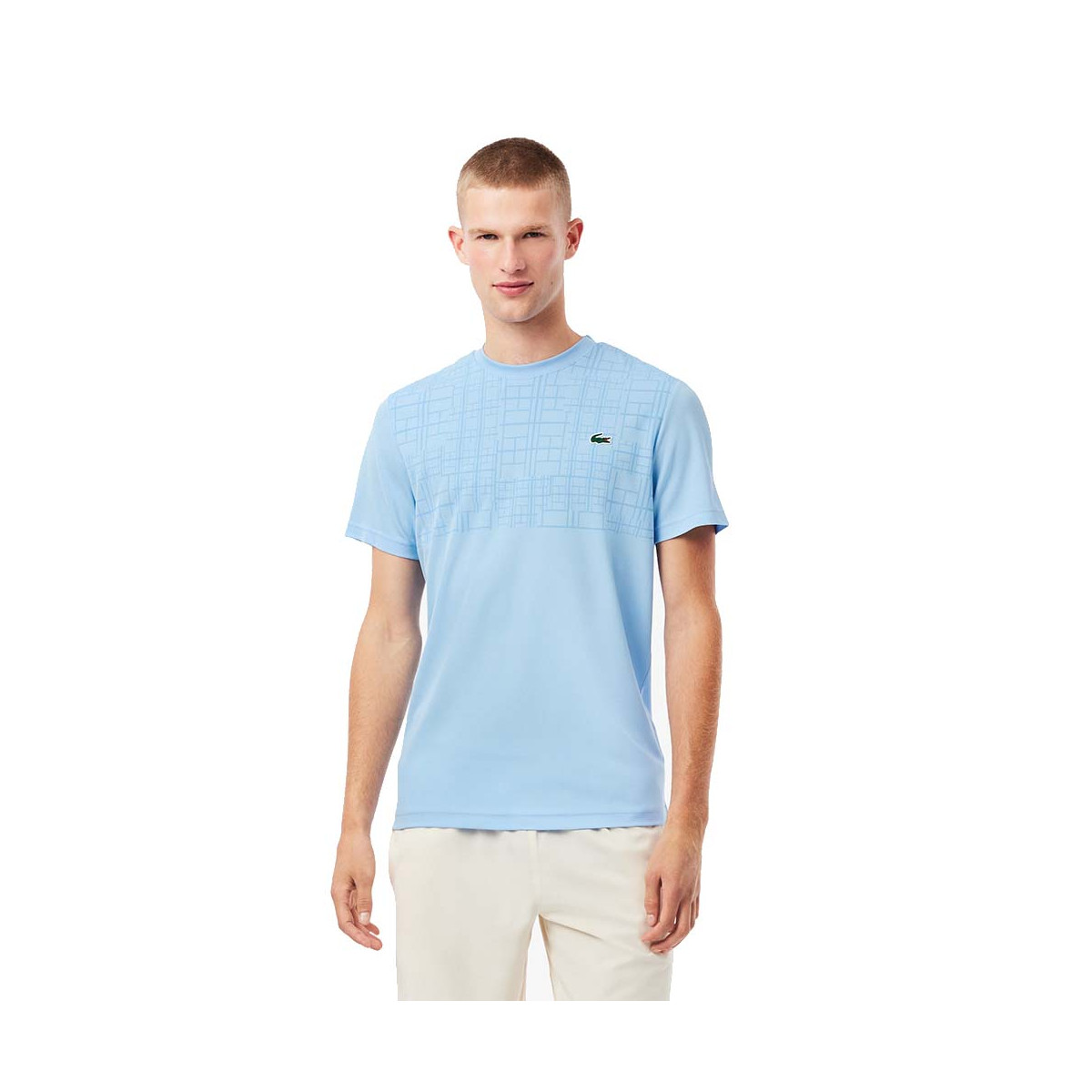 Lacoste Tennis Novak Djokovic Ultra Dry bedruckt T-Shirt Hellblau