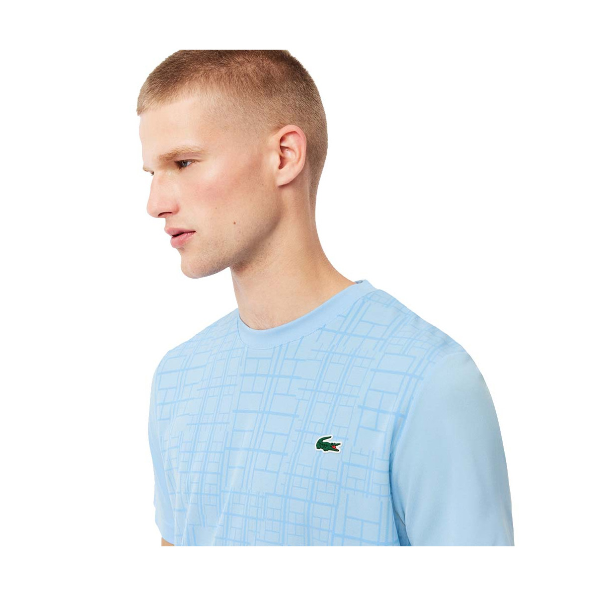 Lacoste Tennis Novak Djokovic Ultra Dry bedruckt T-Shirt Hellblau