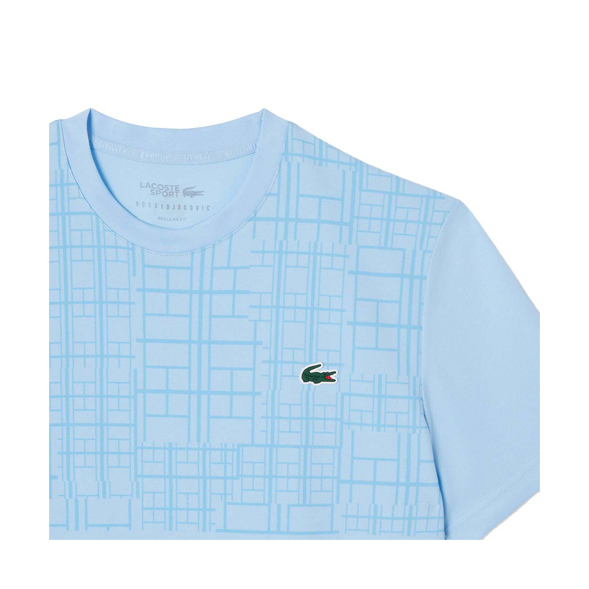 Lacoste Tennis Novak Djokovic Ultra Dry bedruckt T-Shirt Hellblau