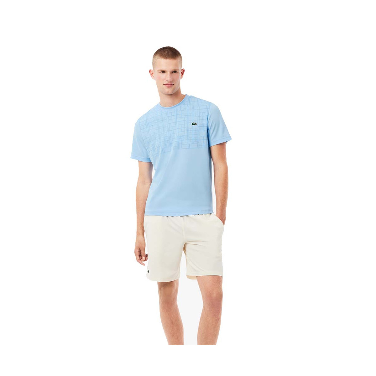 Lacoste Tennis Novak Djokovic Ultra Dry bedruckt T-Shirt Hellblau
