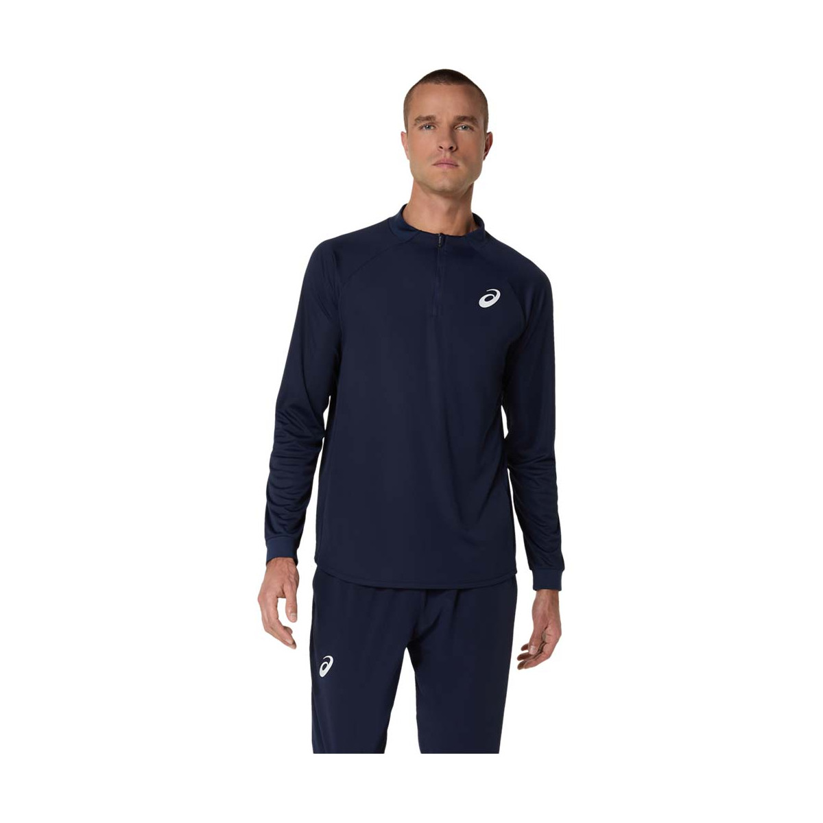 Asics Match LS Zip Langarmshirt Marineblau