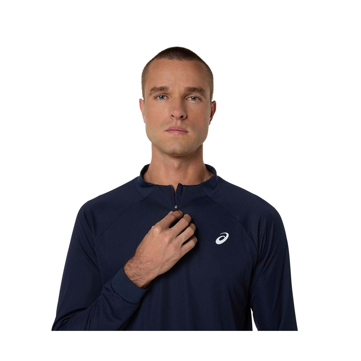 Asics Match LS Zip Langarmshirt Marineblau