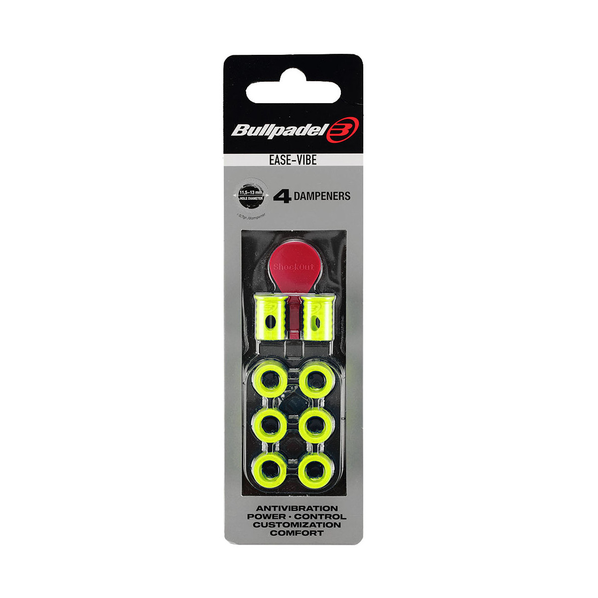 Bullpadel Ease Vibe Vibrationsd&auml;mpfer Gelb Neon 4er-Pack