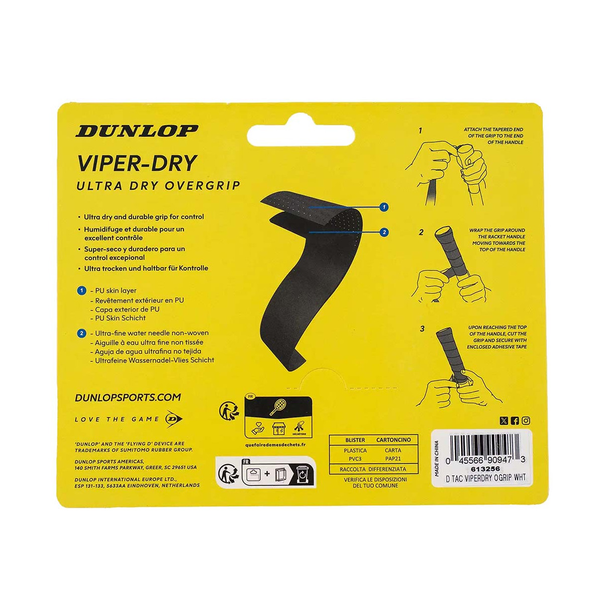 Dunlop Viper-Dry Overgrip Wei&szlig; 3er-Pack