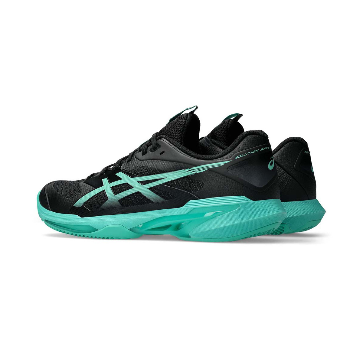 Asics Gel Solution Speed FF 4 Tennisschuhe Sandplatz Schwarz / Gr&uuml;n