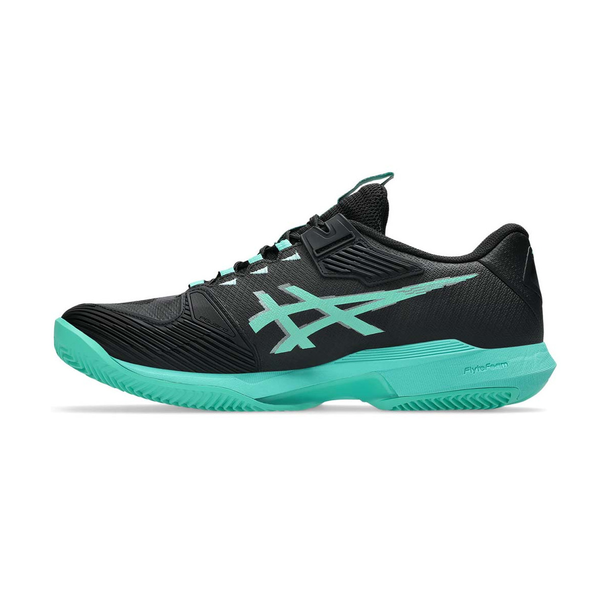 Asics Gel Solution Speed FF 4 Tennisschuhe Sandplatz Schwarz / Gr&uuml;n