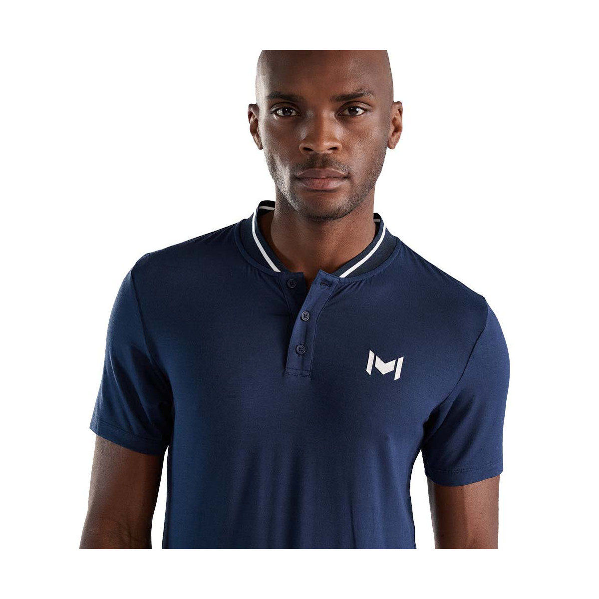 Mouratoglou Mandarin Collar Poloshirt Marineblau