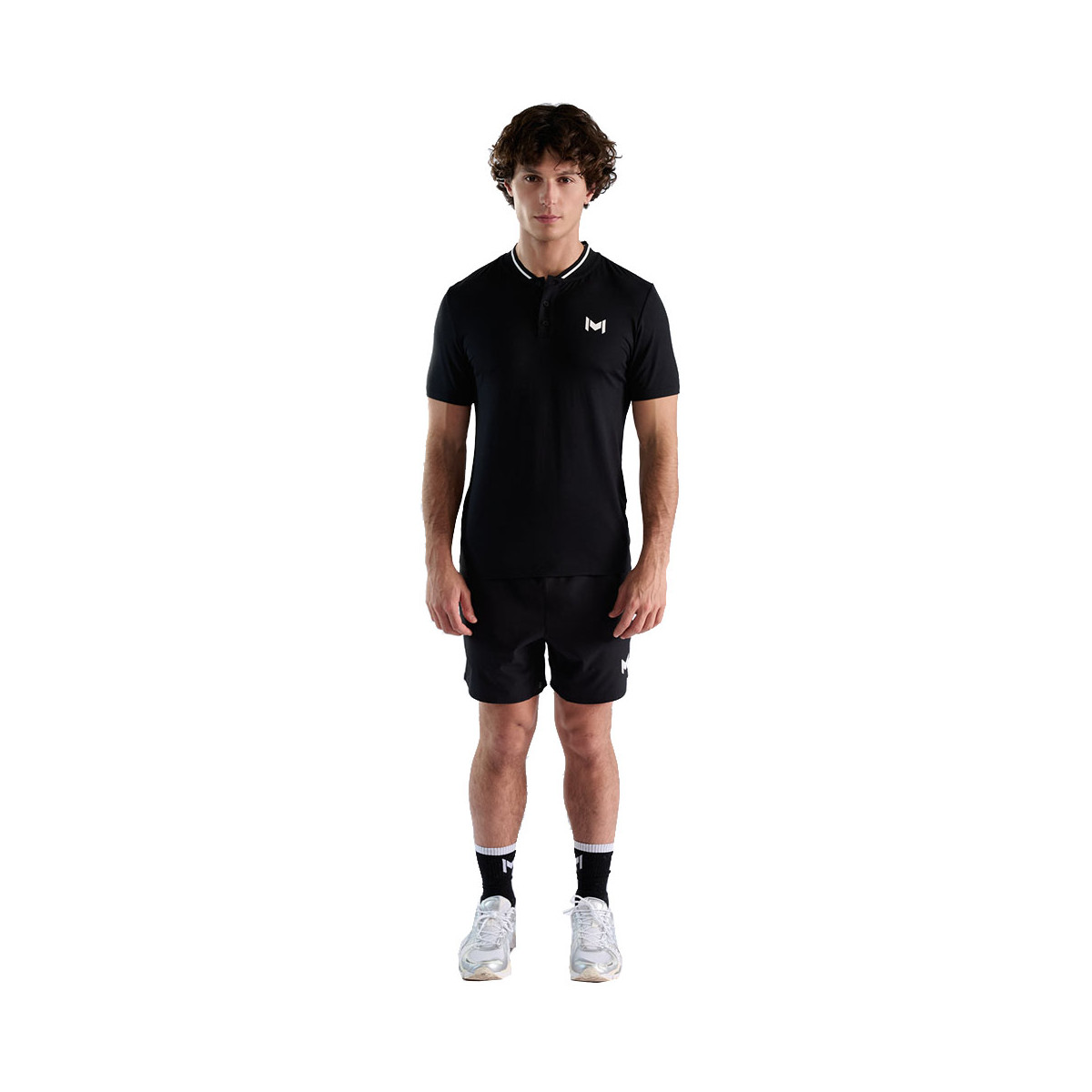 Mouratoglou Mandarin Collar Poloshirt Schwarz