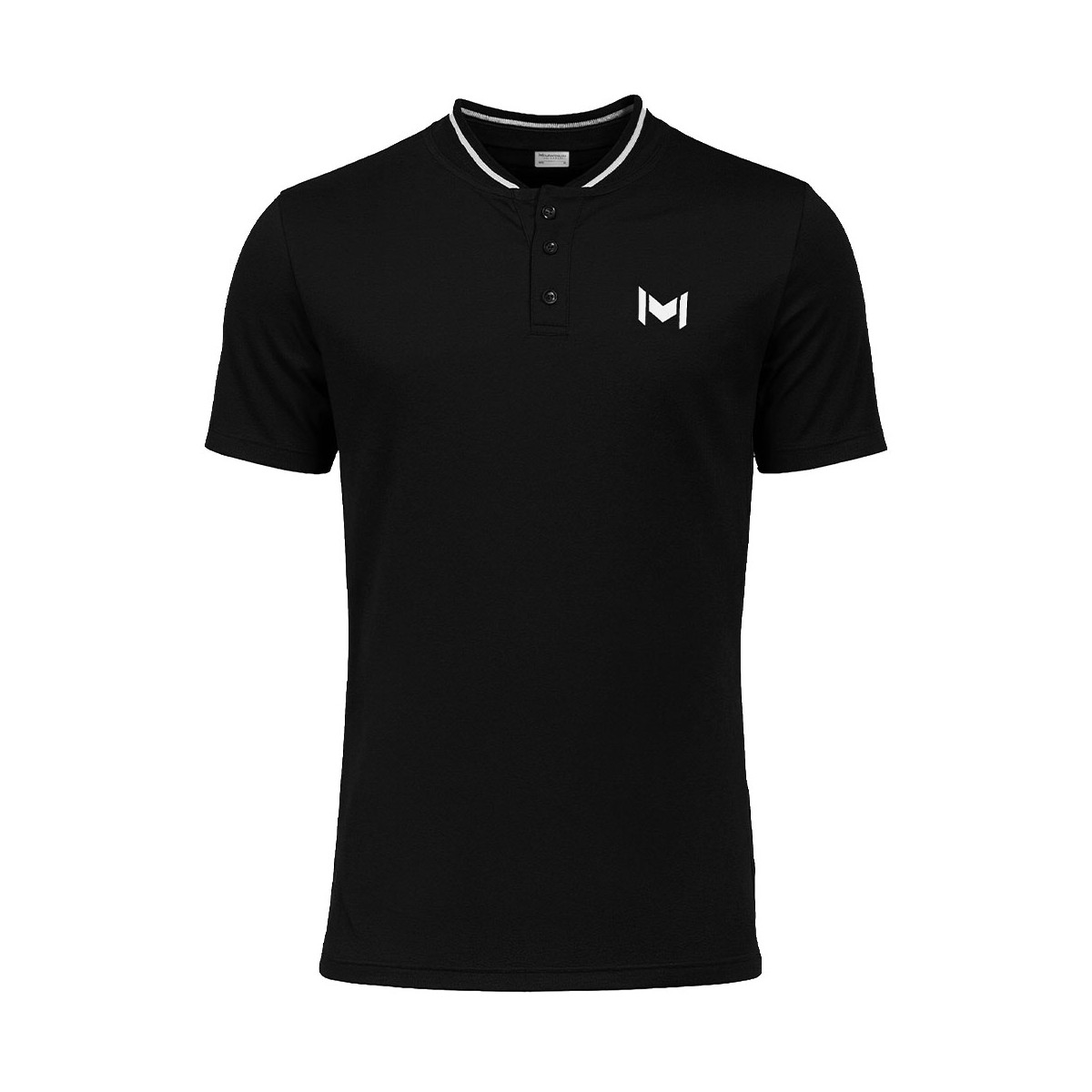 Mouratoglou Mandarin Collar Poloshirt Schwarz