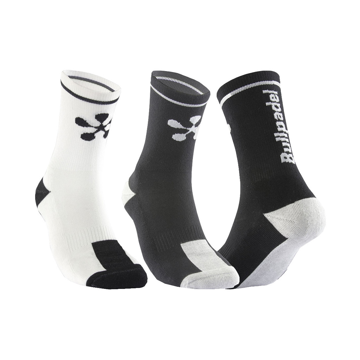 Bullpadel Premier Padel Socken Schwarz / Grau & Wei&szlig; / Schwarz 2er-Pack