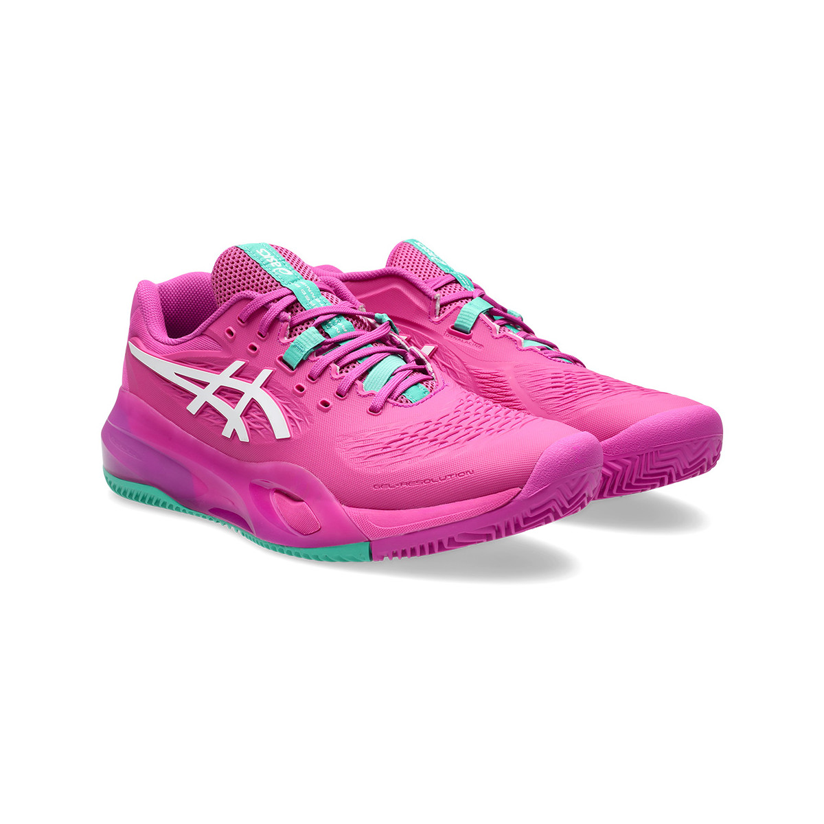 Asics Gel Resolution X Tennisschuhe Sandplatz Rosa / Gr&uuml;n
