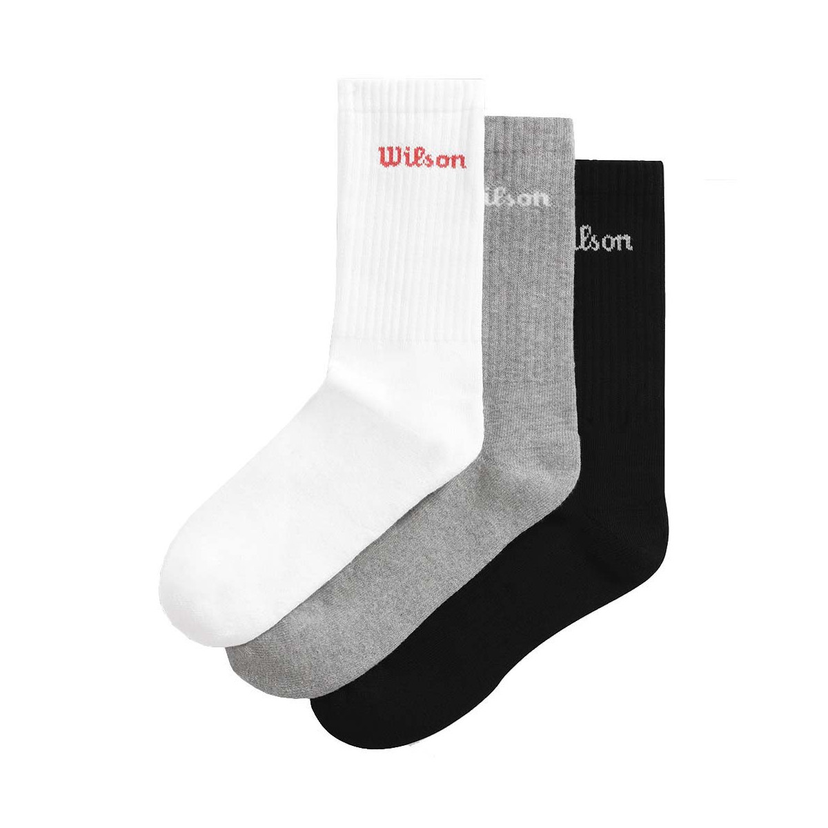 Wilson Crew Logo Tennissocken 3er-Pack Wei&szlig; / Grau / Schwarz