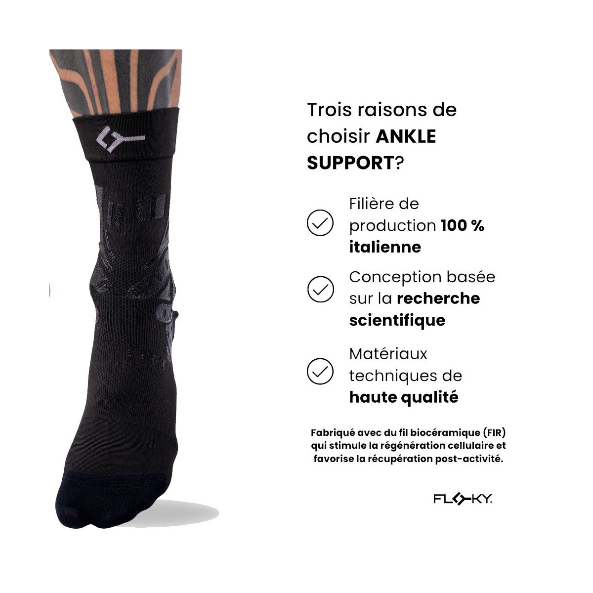 Floky Ankle Support Kn&ouml;chelbandage Rechts Schwarz