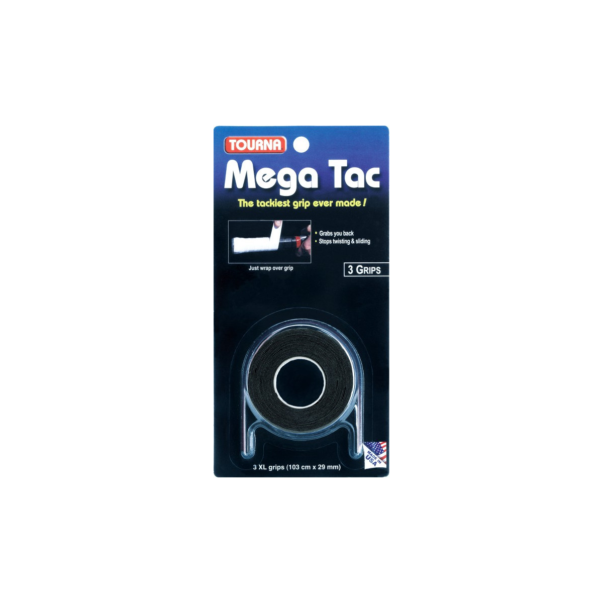 Tourna Mega Tac XL Overgrip Schwarz 3er-Pack