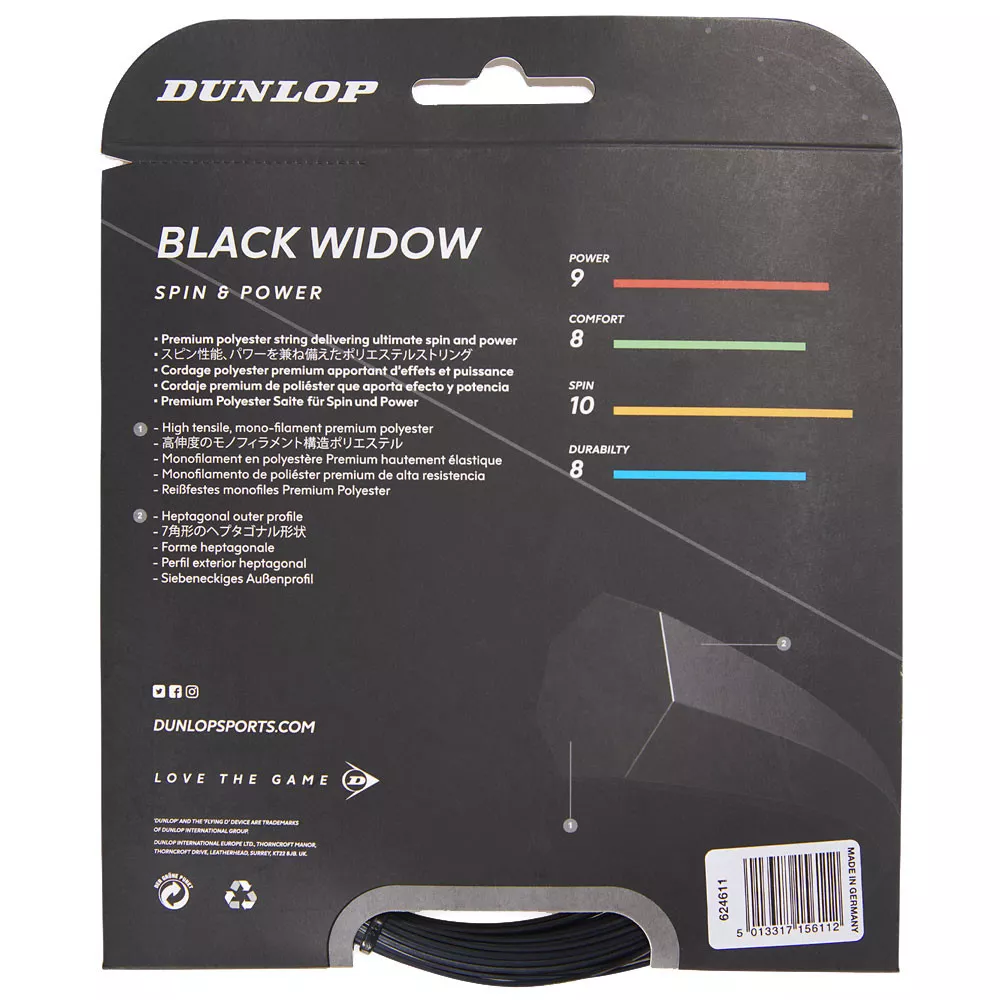 Dunlop Black Widow Tennissaite 12 m