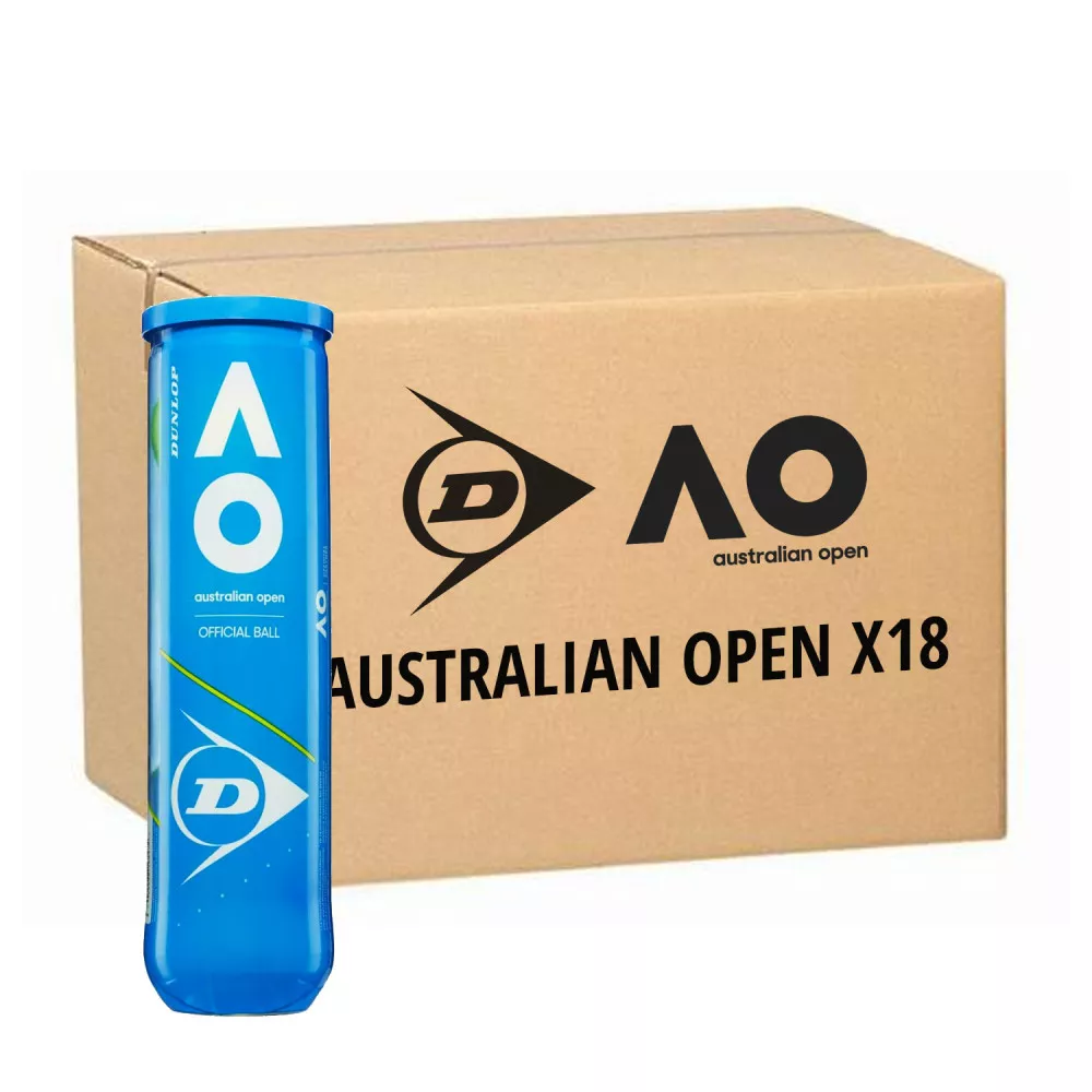 Dunlop Australian Open Tennisb&auml;lle Karton (18 Dosen &agrave; 4 B&auml;lle)